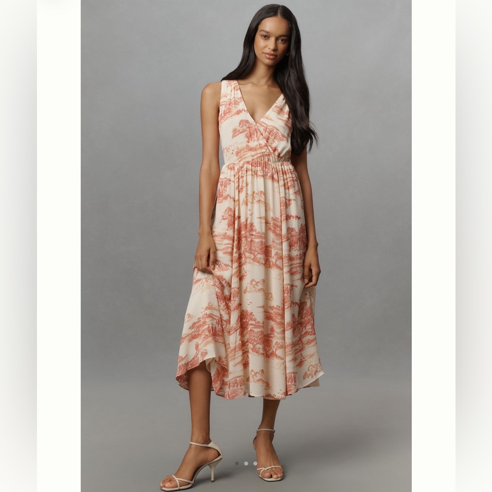 NWT Reformation Farrah V Neck sleeveless midi - dolce vita watercolour toile
